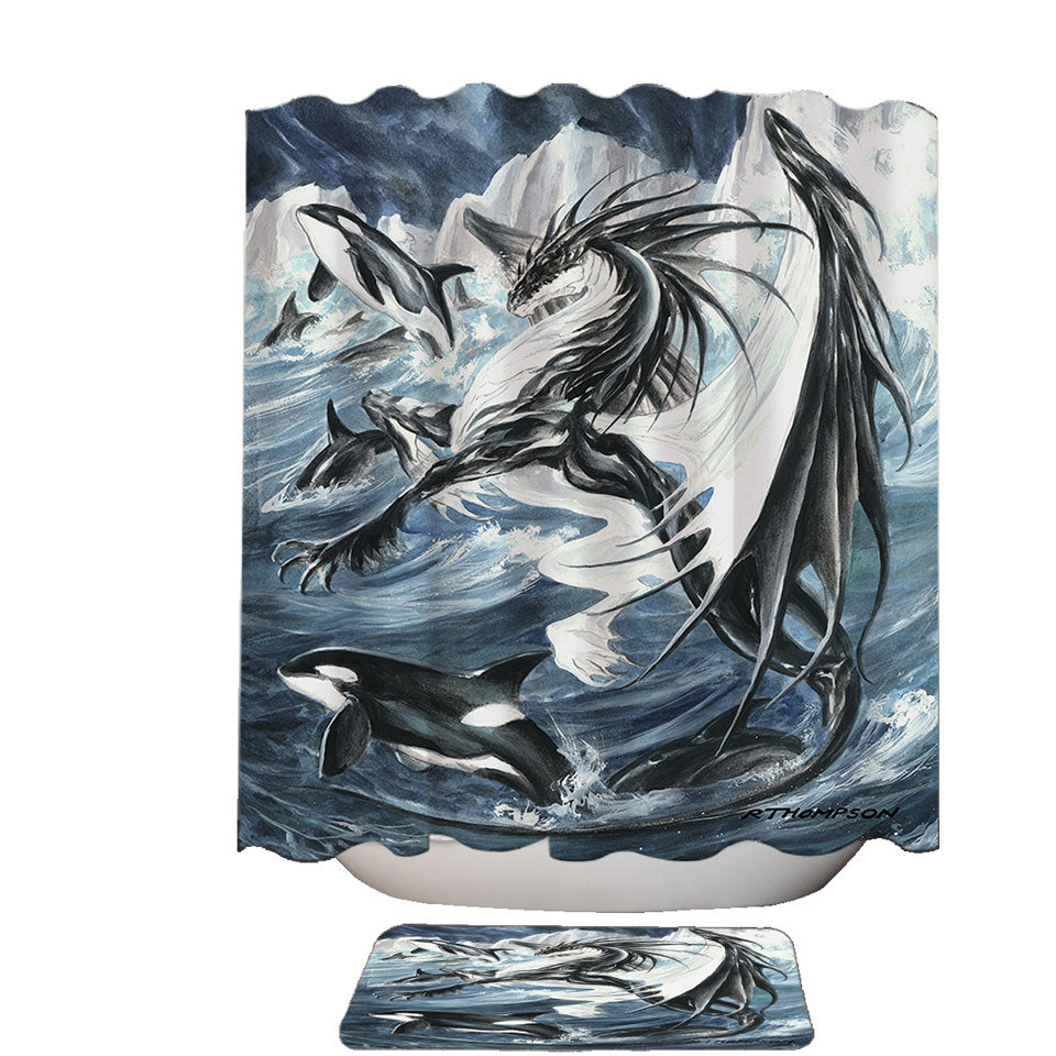 Oceanus the Orca Killer Whale Dragon Shower Curtains with Cool Design