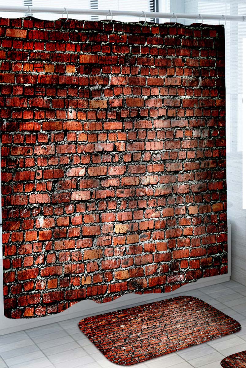 Old Red Brick Wall Shower Curtains