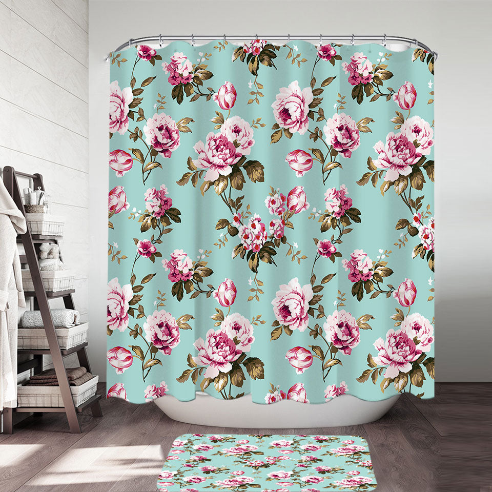 Old Style Pink Roses Shower Curtain