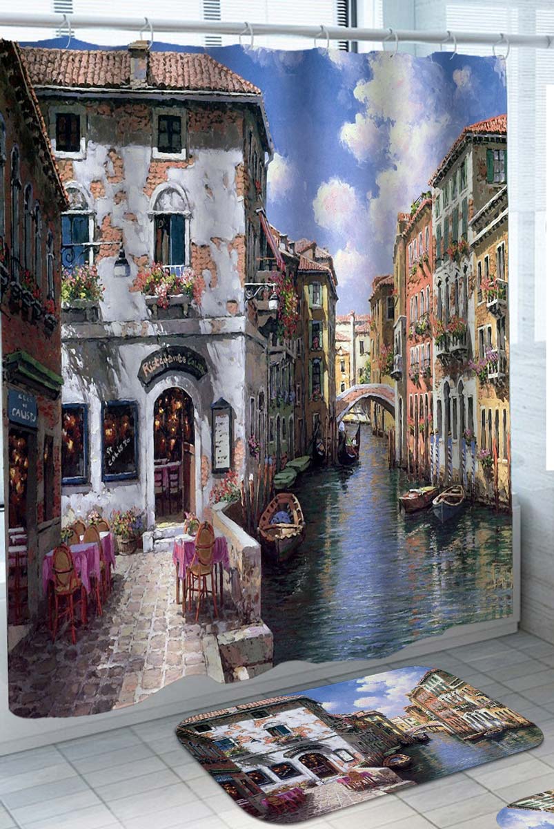 Old Town City Venice Canal Shower Curtain