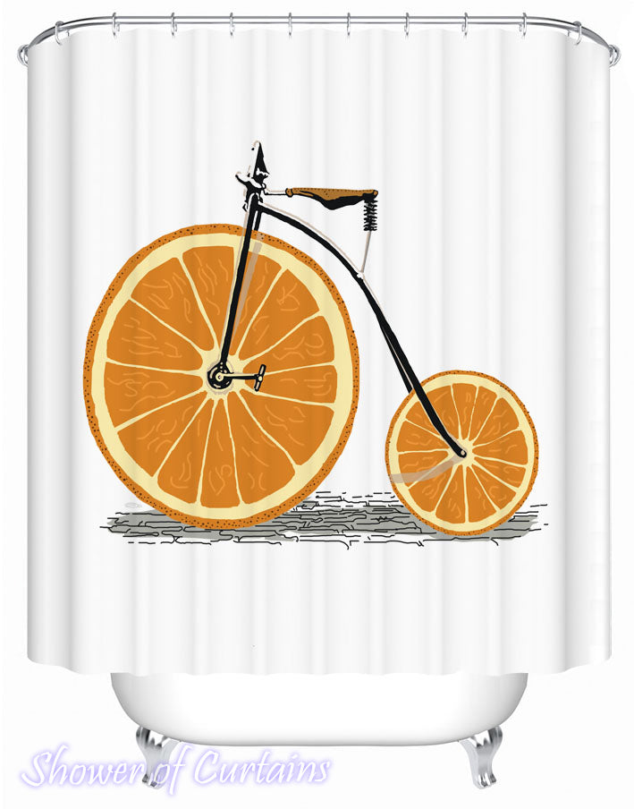 Orange Vintage Bicycle Shower Curtain