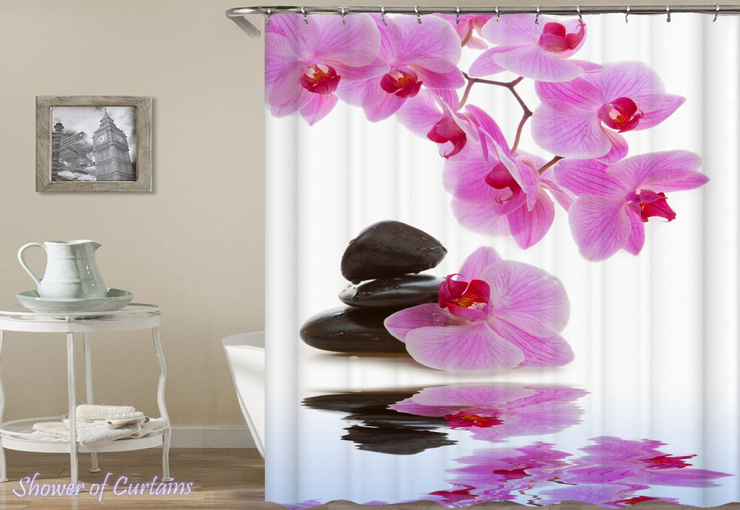 Orchid Pink Flower Shower Curtain