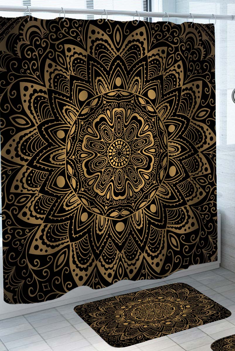 Oriental Gold Mandala Shower Curtain
