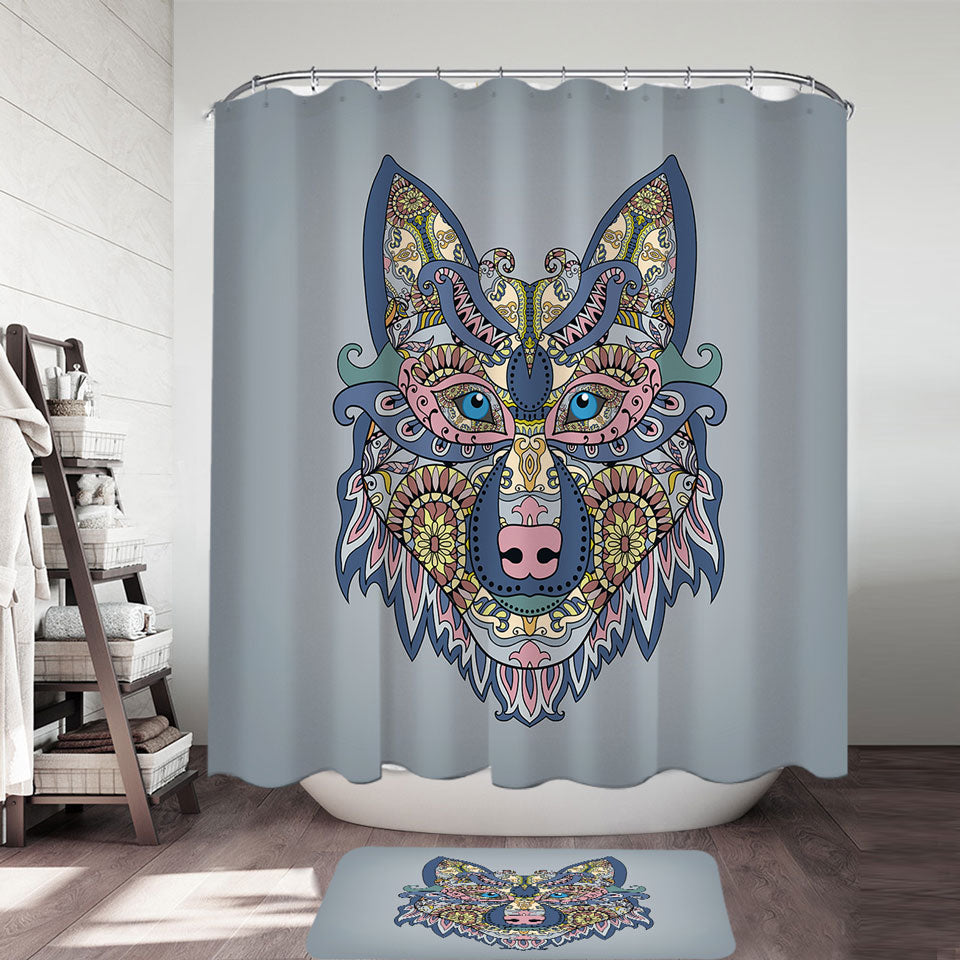 Oriental Wolf Cool Shower Curtains