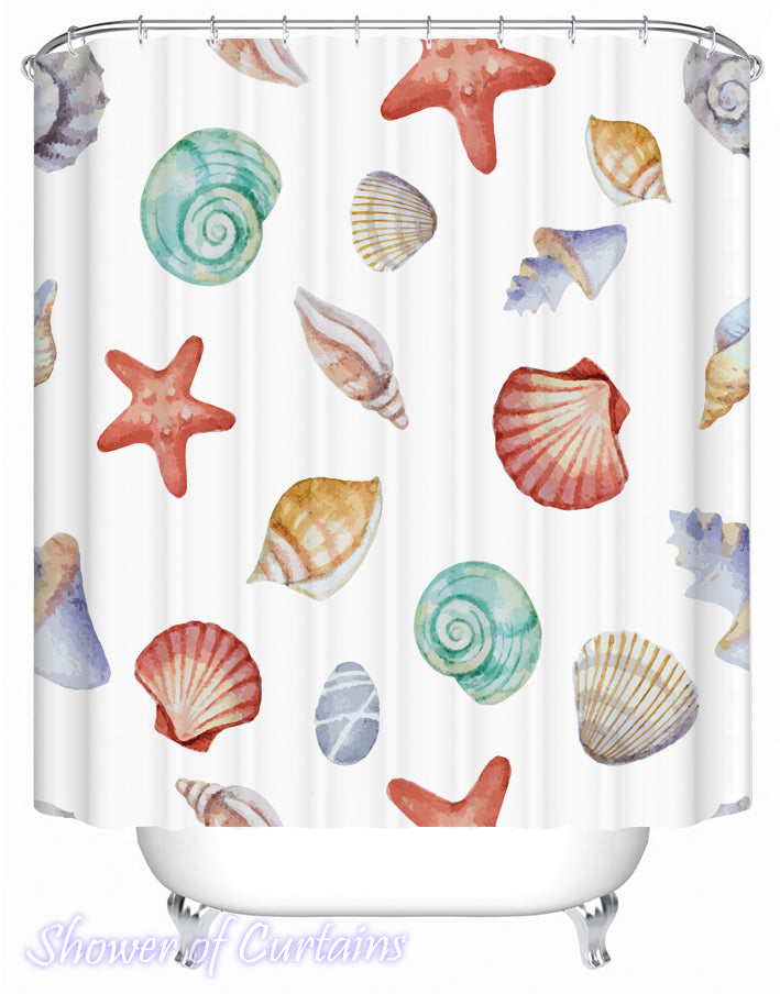 Painted Seashells Shower Curtain