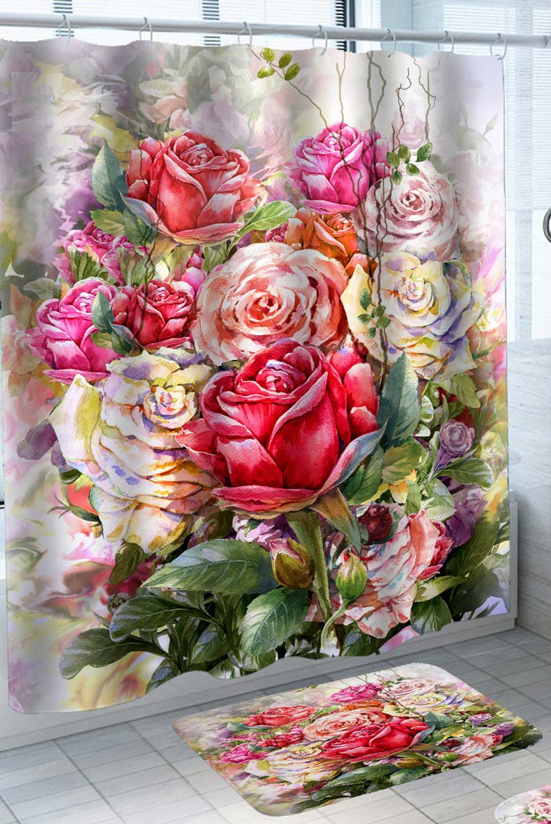 Painting Shower Curtain of Stunning Multi Colored Roses