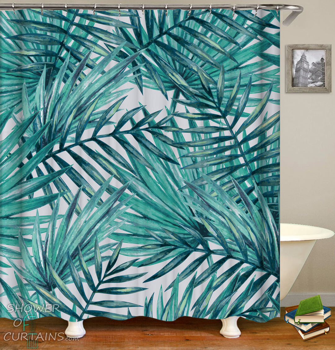 Palm Shower Curtain - Palm Leaves Painting