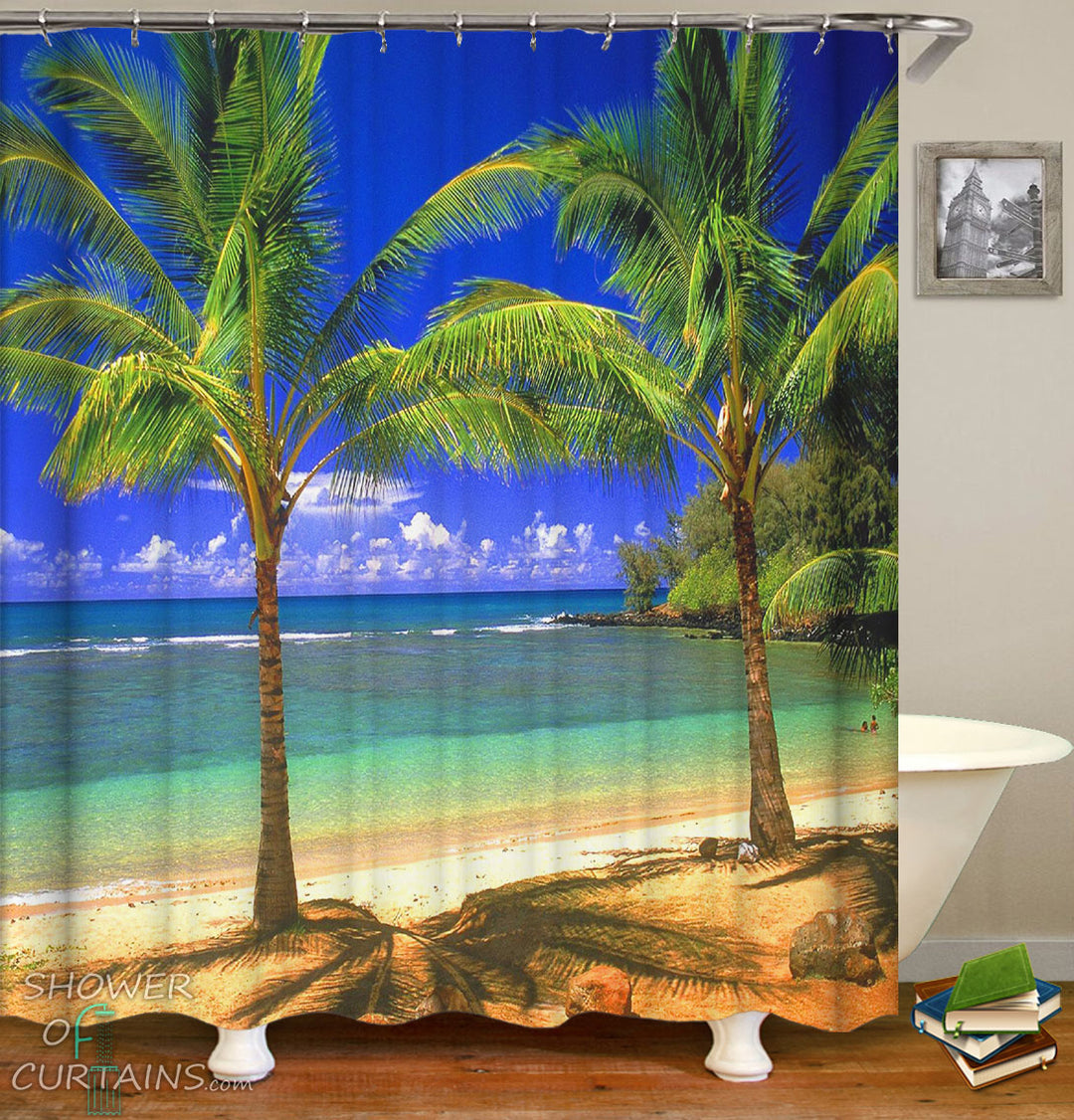 Palm Tree Showr Curtain - Palm Trees Duet