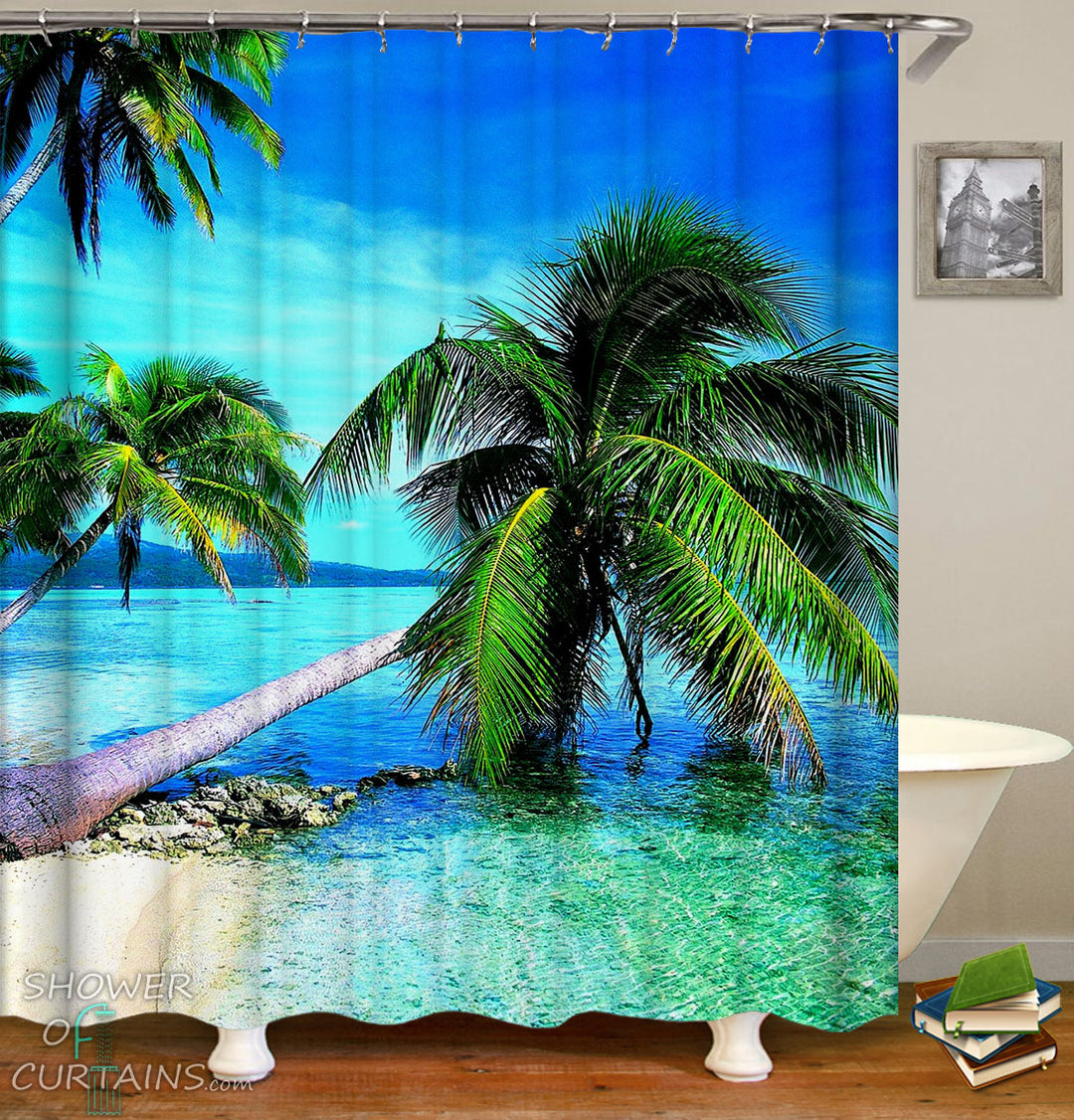 Palm Trees Beach Shower Curtains
