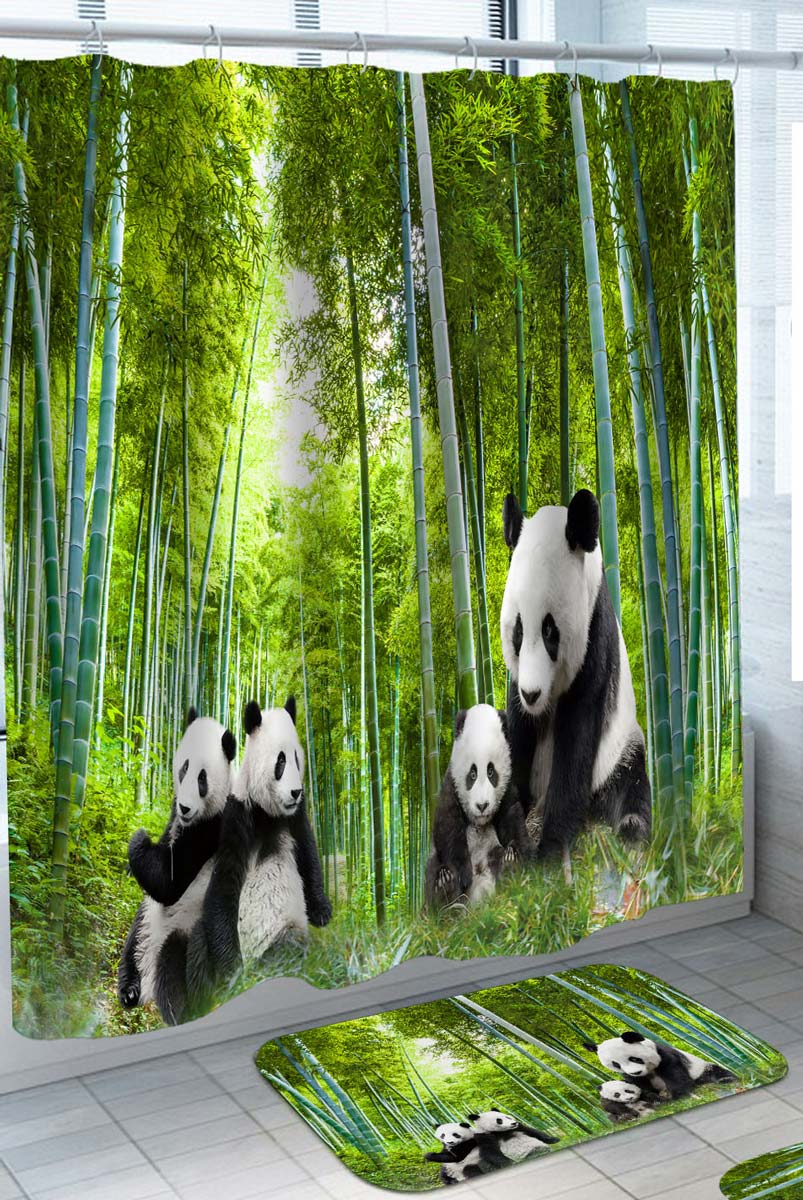 Pandas in Bamboo Forest Shower Curtain