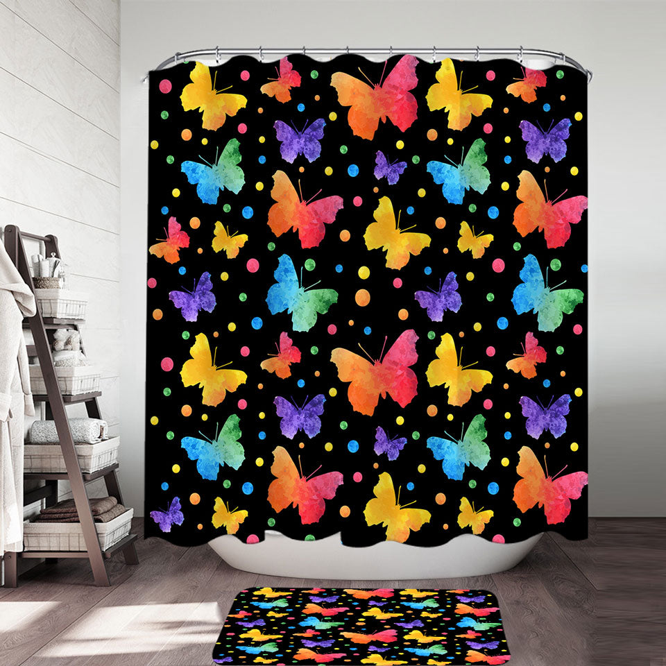 Pastel Butterflies Modern Shower Curtains