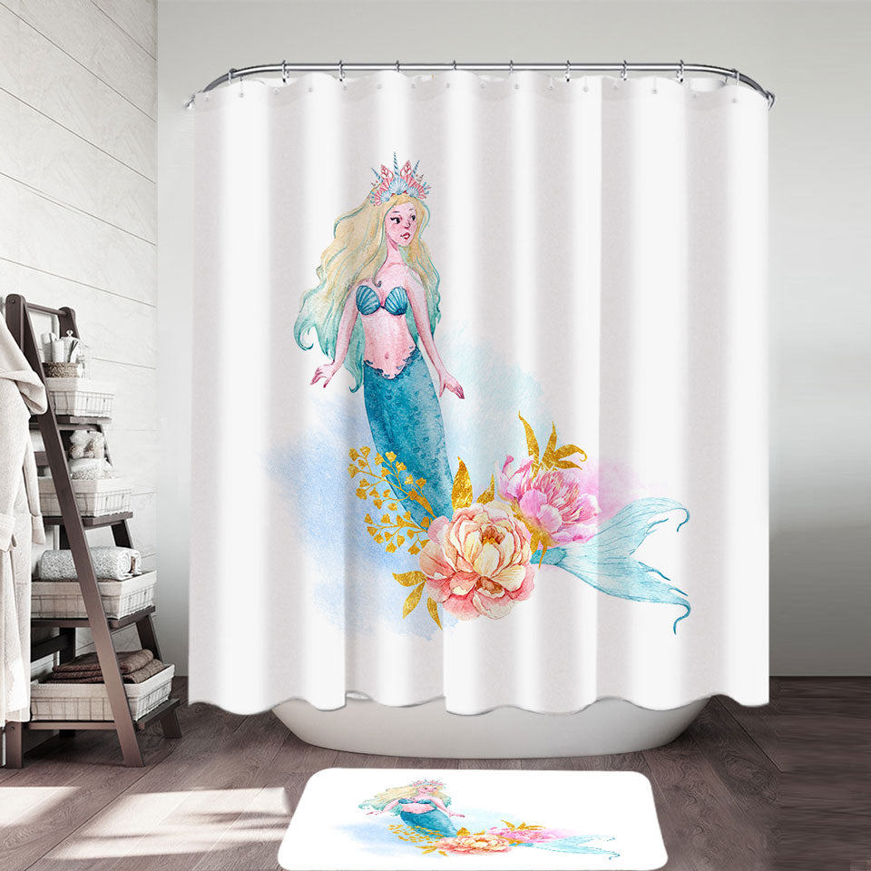 Pastel Color Mermaid Girls Shower Curtain