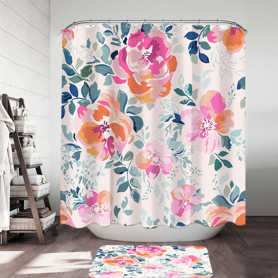 Pastel Flowers Vintage Shower Curtains