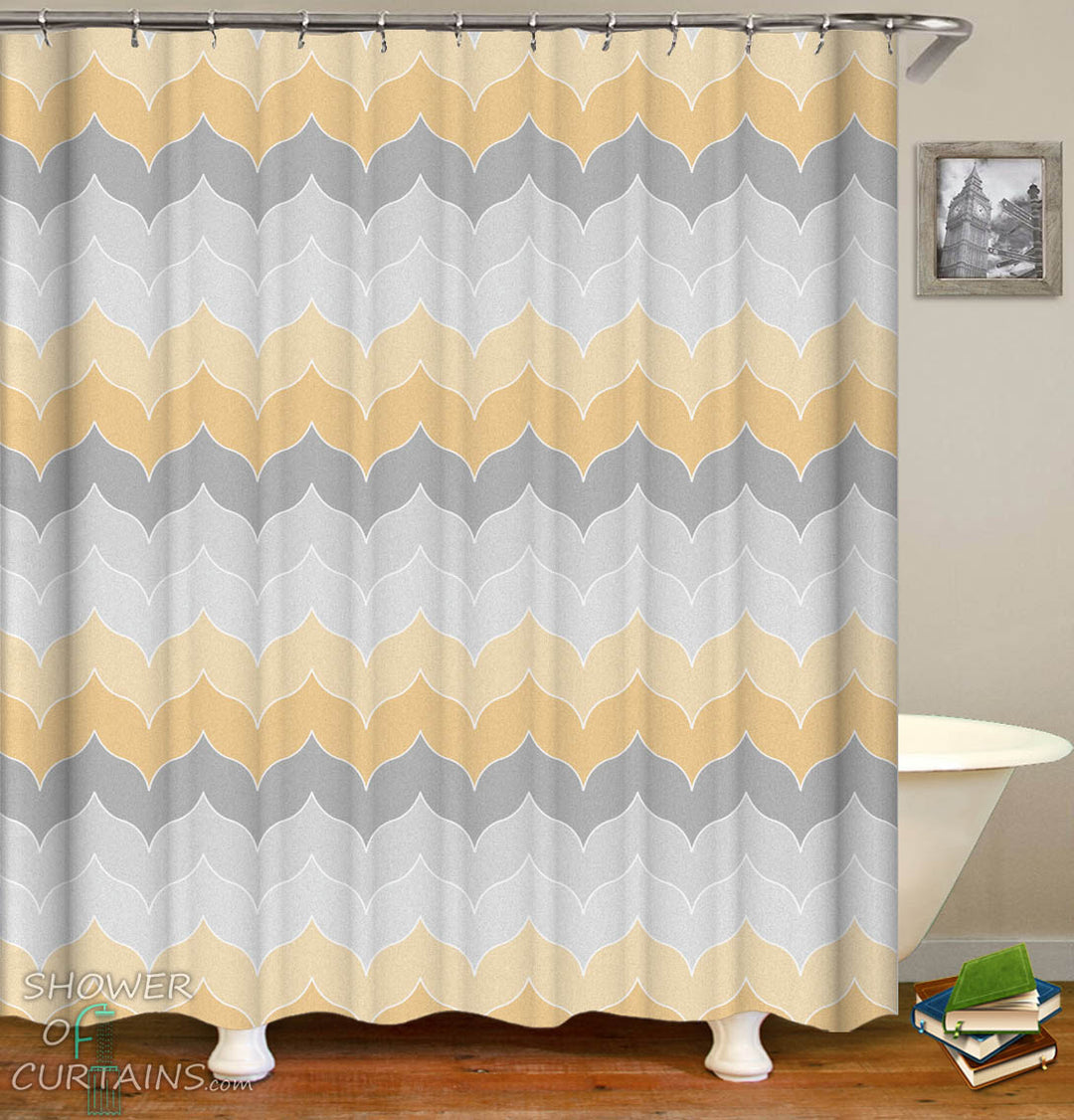 Pastel Grey Yellow Shower Curtain
