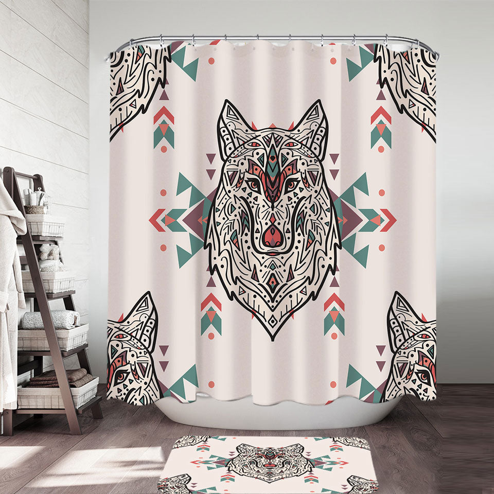 Persian Wolf Fabric Shower Curtains