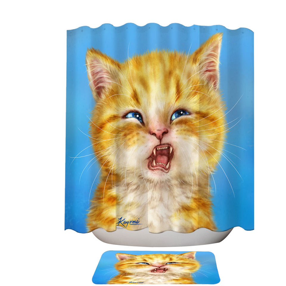 Pet Shower Curtains Cats Funny Faces Unsatisfied Ginger Kitten