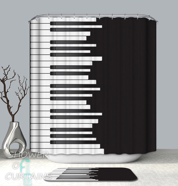 Piano Shower curtain - black and white keys