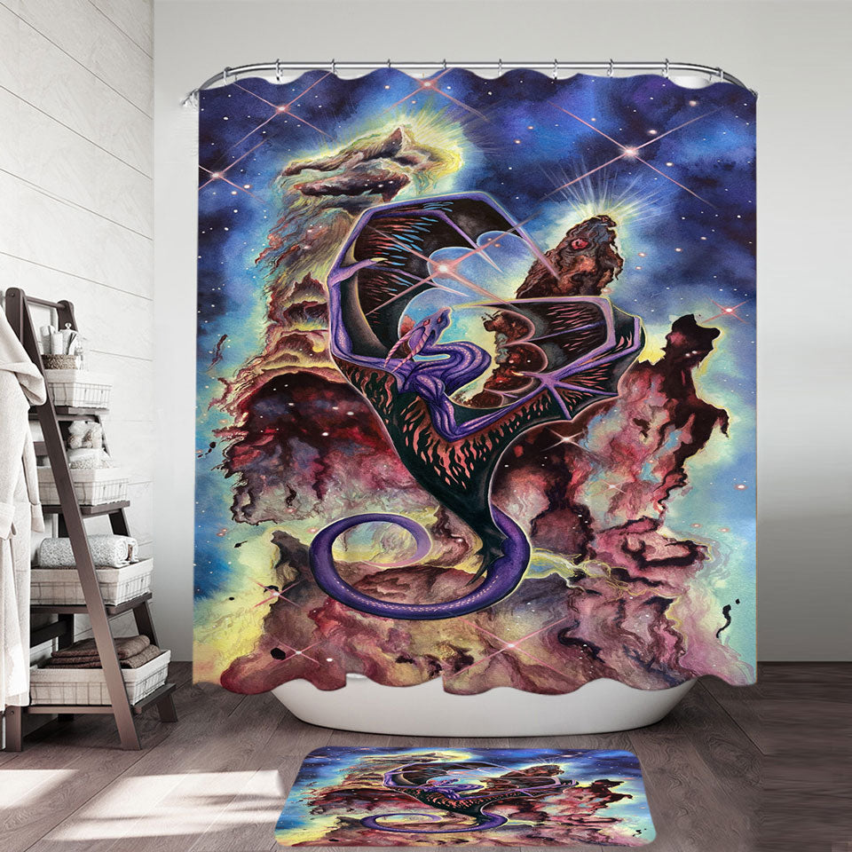 Pillars of Creation Dragon Shower Curtain for Sale Fantasy Art