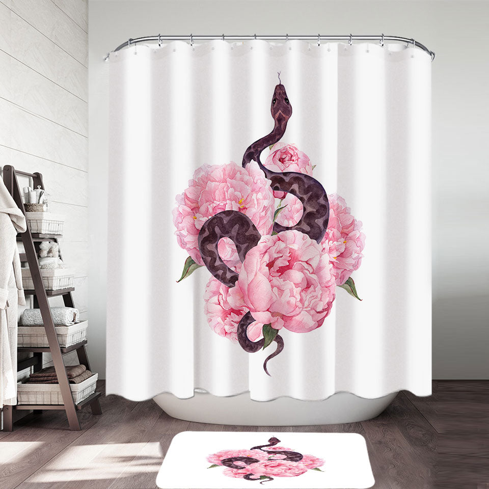 Pink Flowers Snake Shower Curtain