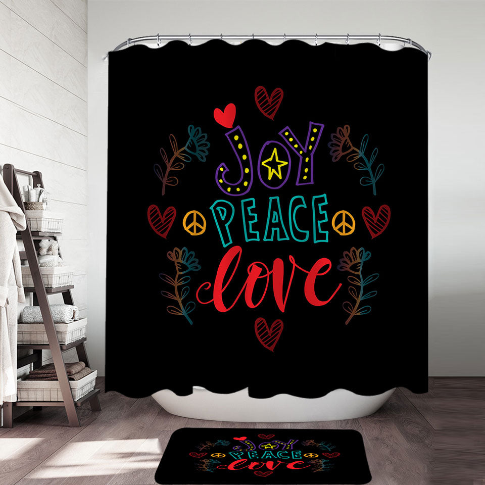 Positive Shower Curtains Print Joy Peace and Love