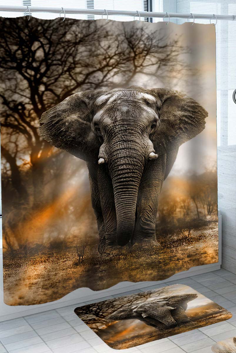 Powerful Elephant in the Wild Shower Curtain