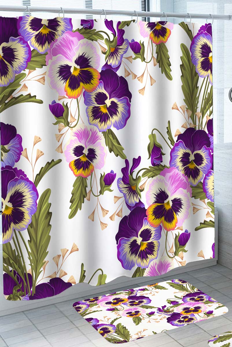 Purple Violet Pansy Shower Curtain