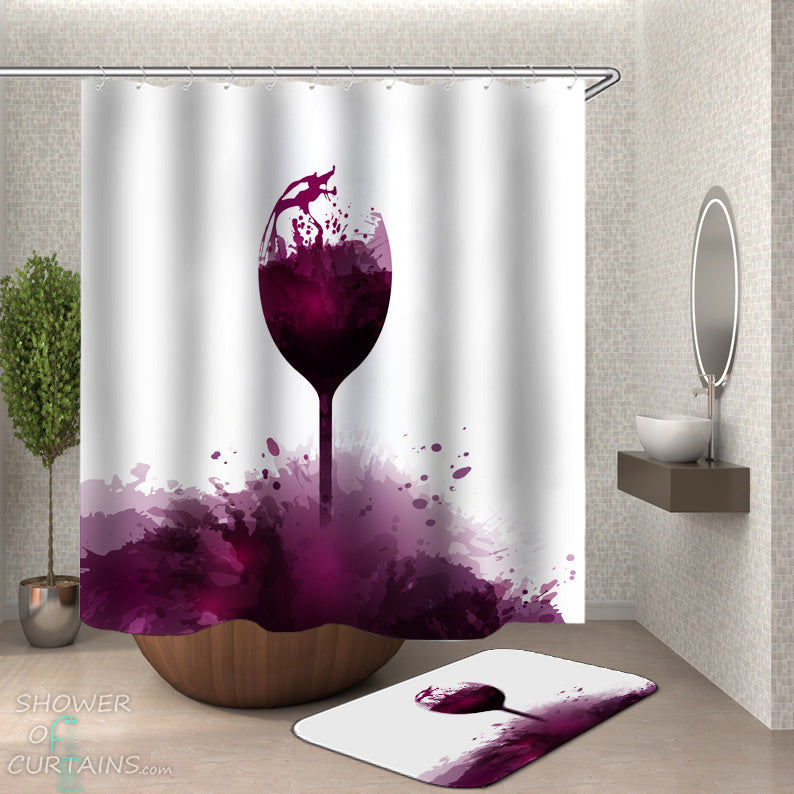Purple Shower Curtain - Artistic Wine Color Splash