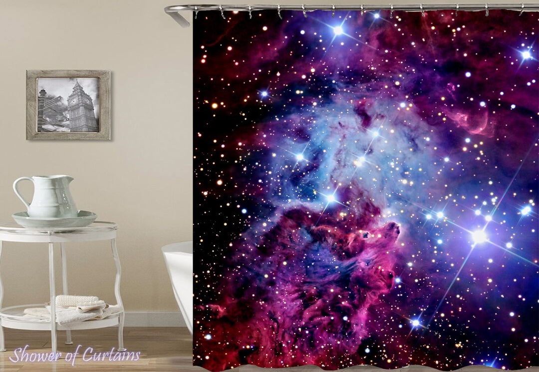 Purple Space Shower Curtain