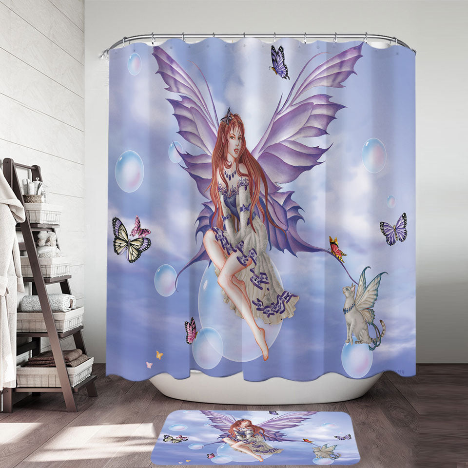 Purplelace and Butterflies Beautiful Elf Fairy Shower Curtain