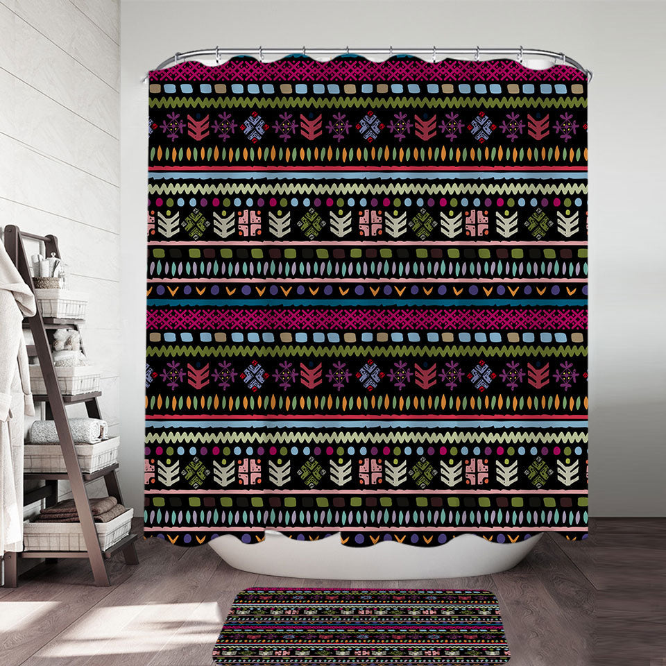 Purplish African Fabric Shower Curtain Design