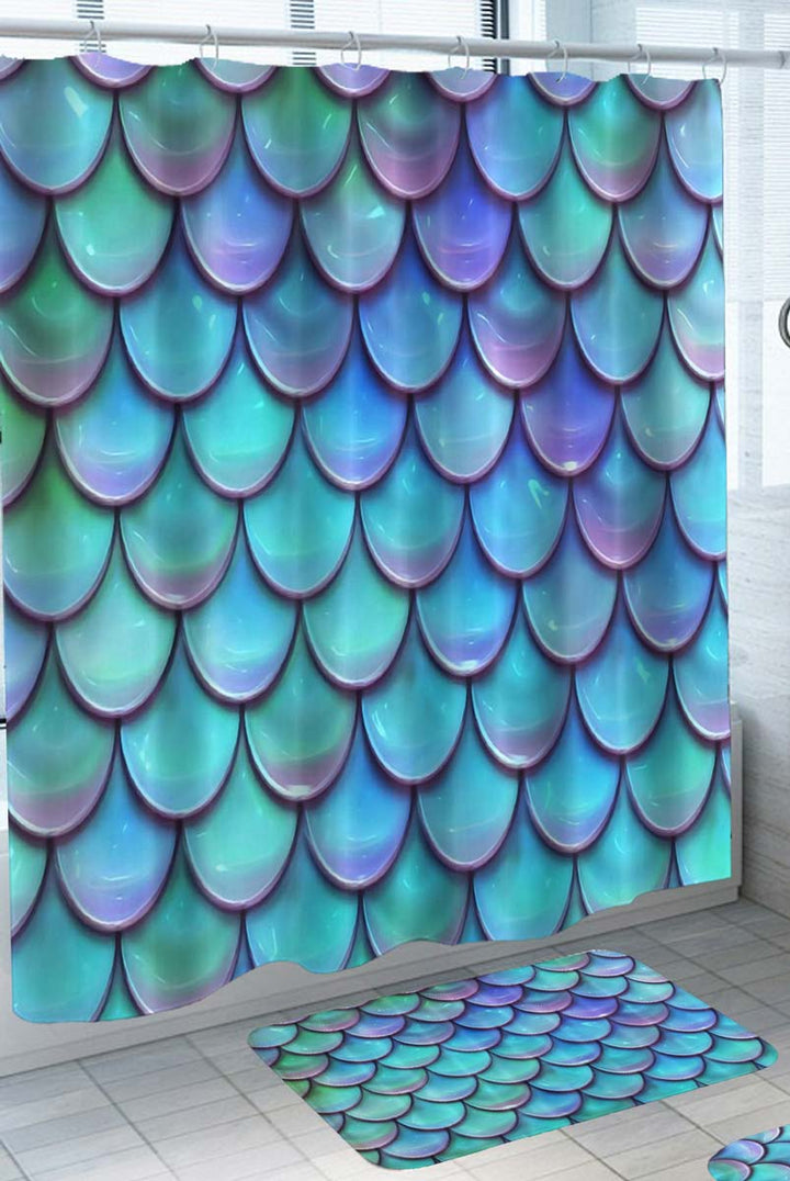 Purplish Blue Mermaid Shower Curtain