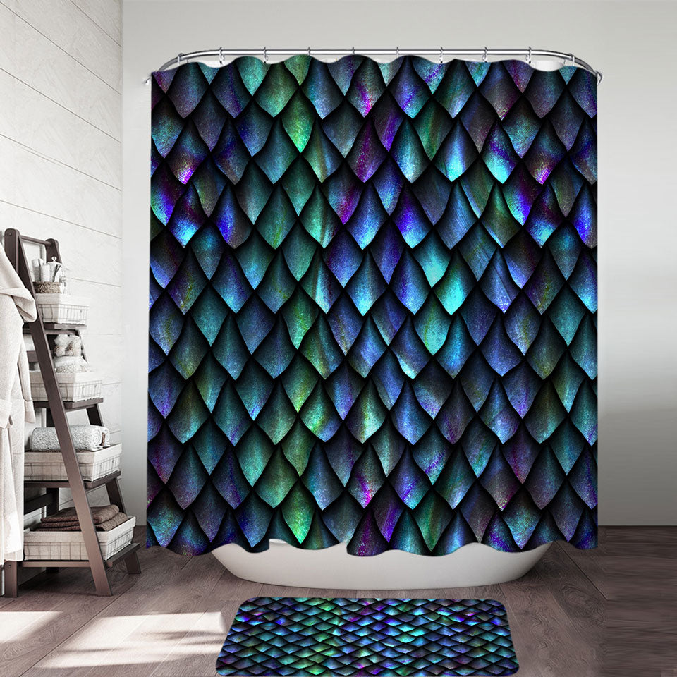 Purplish Green Cool Dragon Skin Shower Curtain