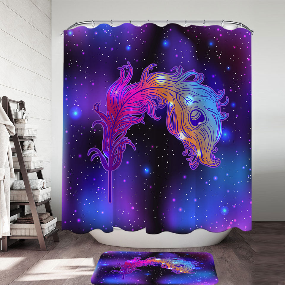 Purplish Space Feather Shower Curtain