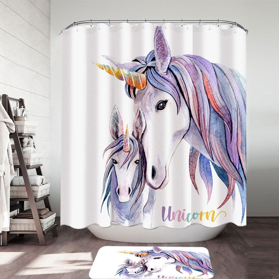 Purplish Unicorn Shower Curtains Colt and Momma