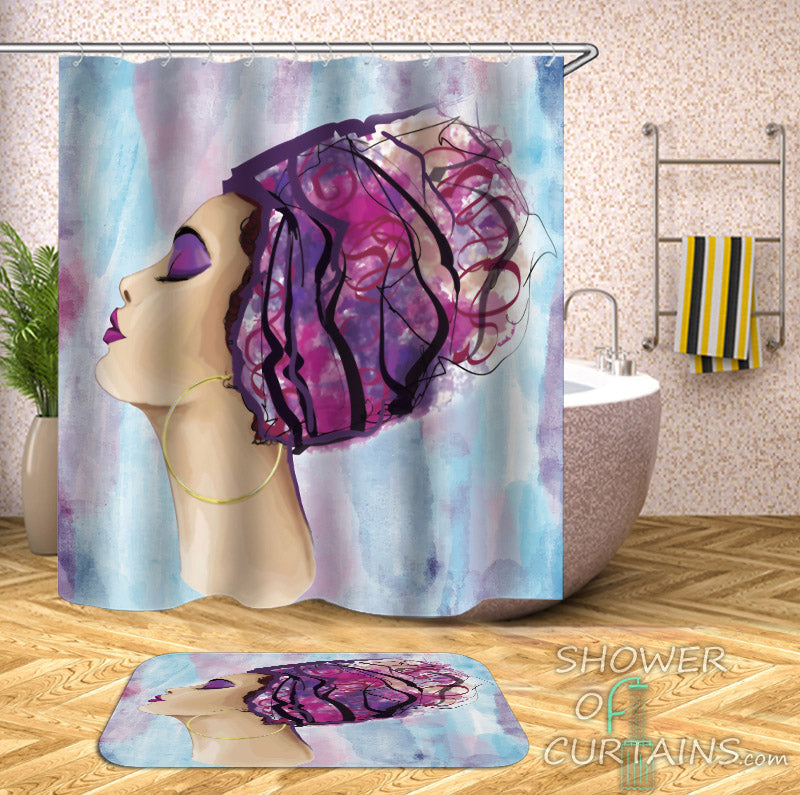 Purplish African Woman Shower Curtain