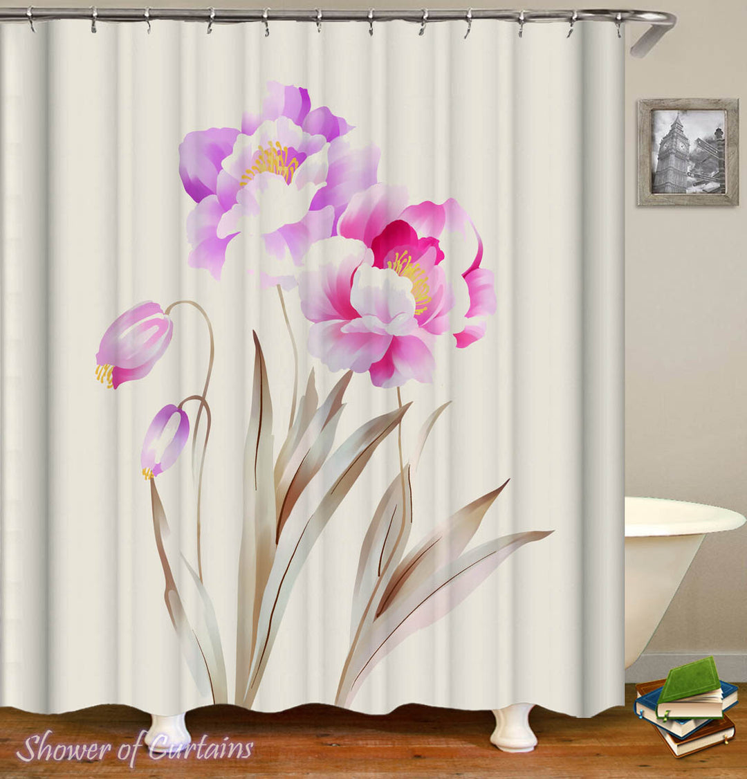 Purplish Flower Shower Curtain
