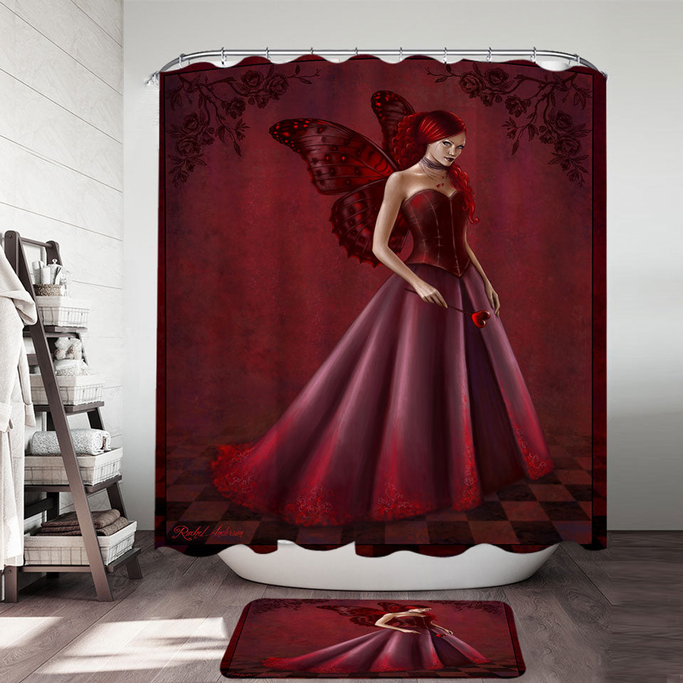 Queen of Hearts Red Art Beautiful Woman Shower Curtain