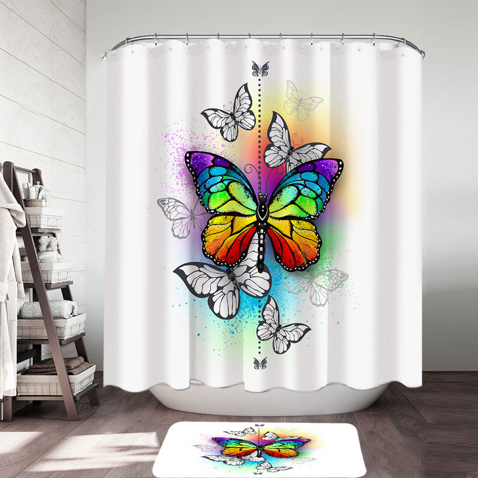 Rainbow Butterflies Shower Curtains
