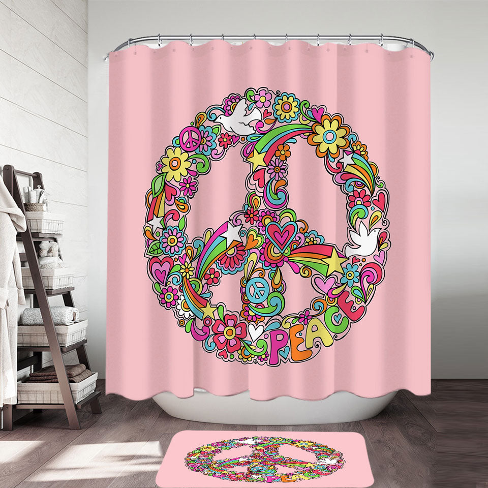 Rainbow Colors Shower Curtains Peace