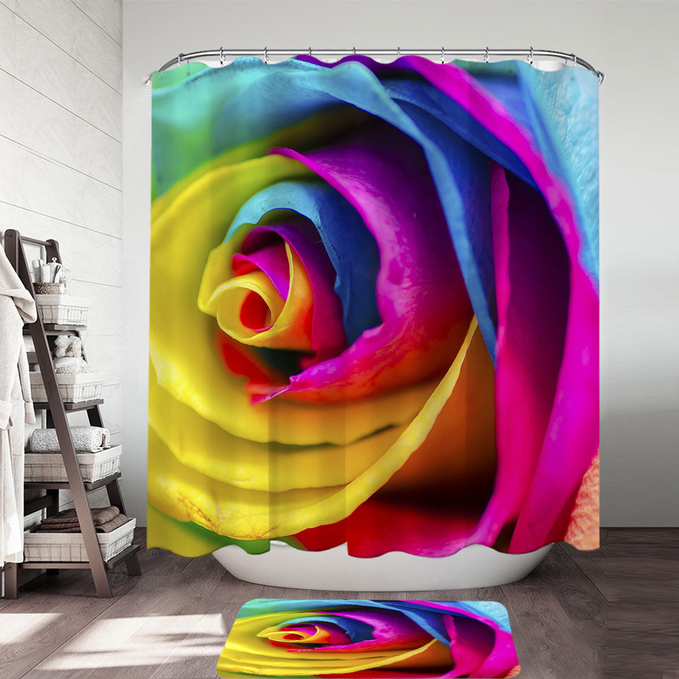 Rainbow Rose Shower Curtain