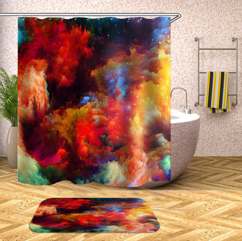 Red Galaxy Space Shower Curtain