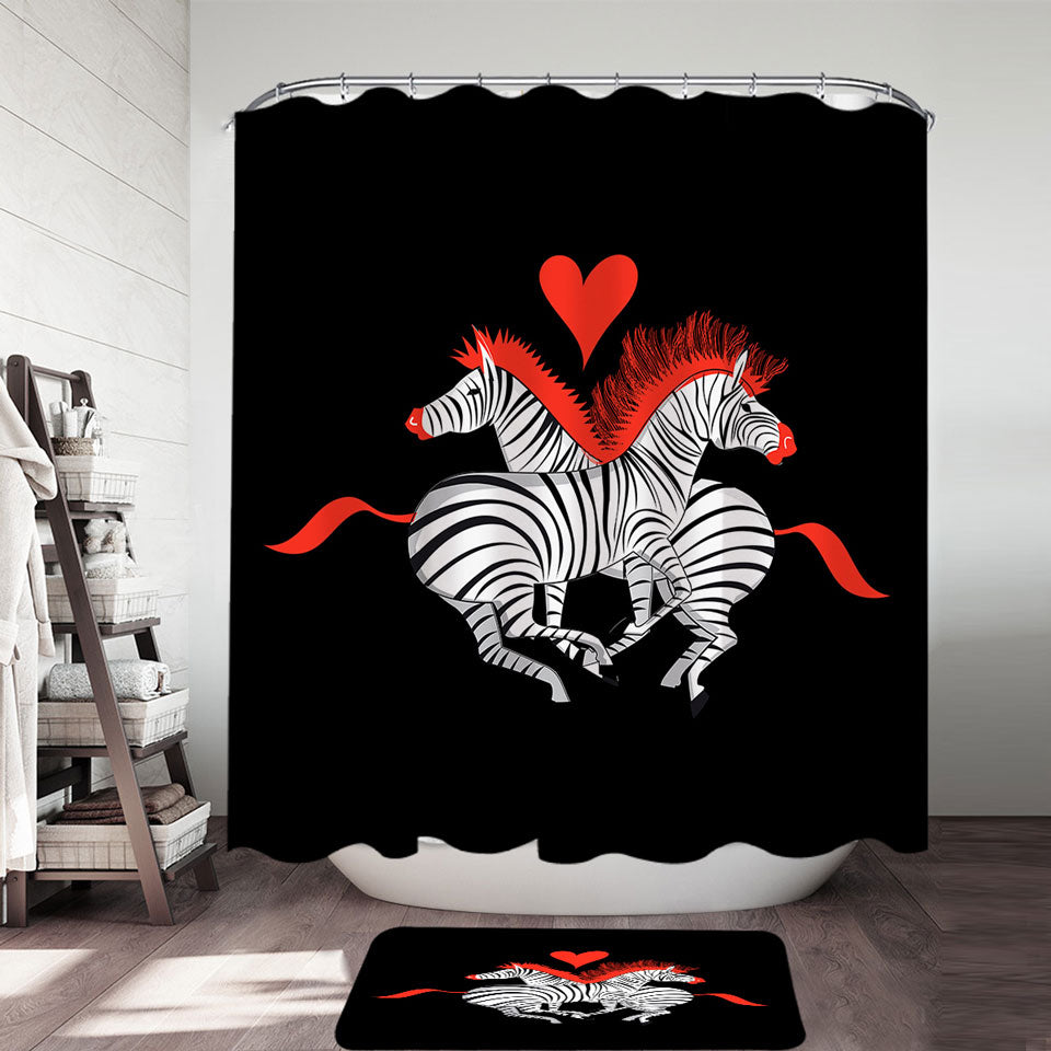 Red Haired Zebras in Love Shower Curtain