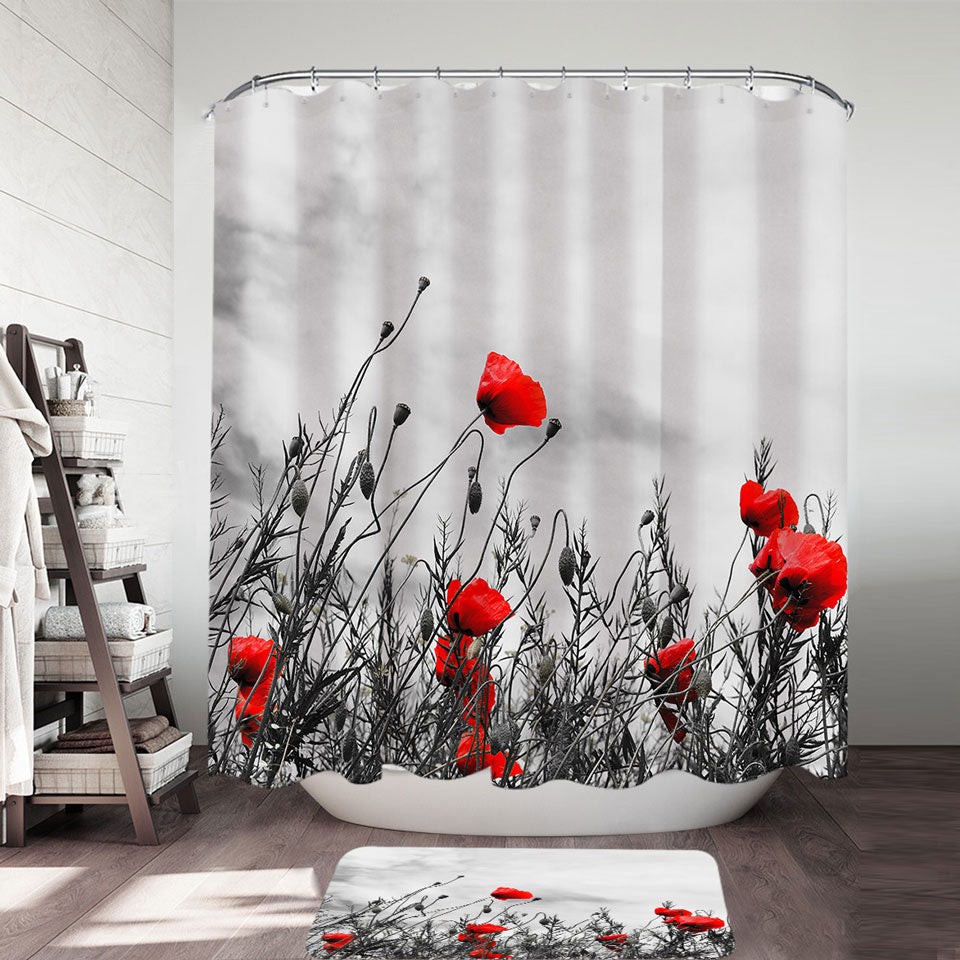 Red Poppies Shower Curtain