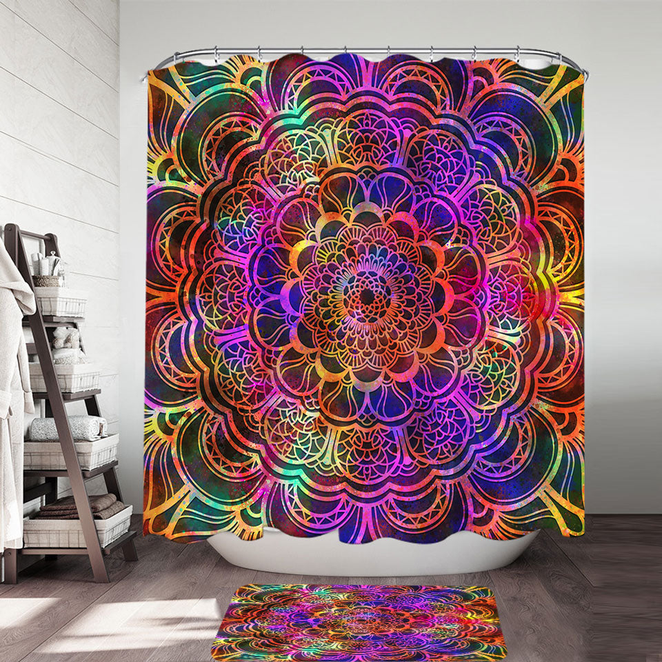 Red to Purple Oriental Mandala Shower Curtain