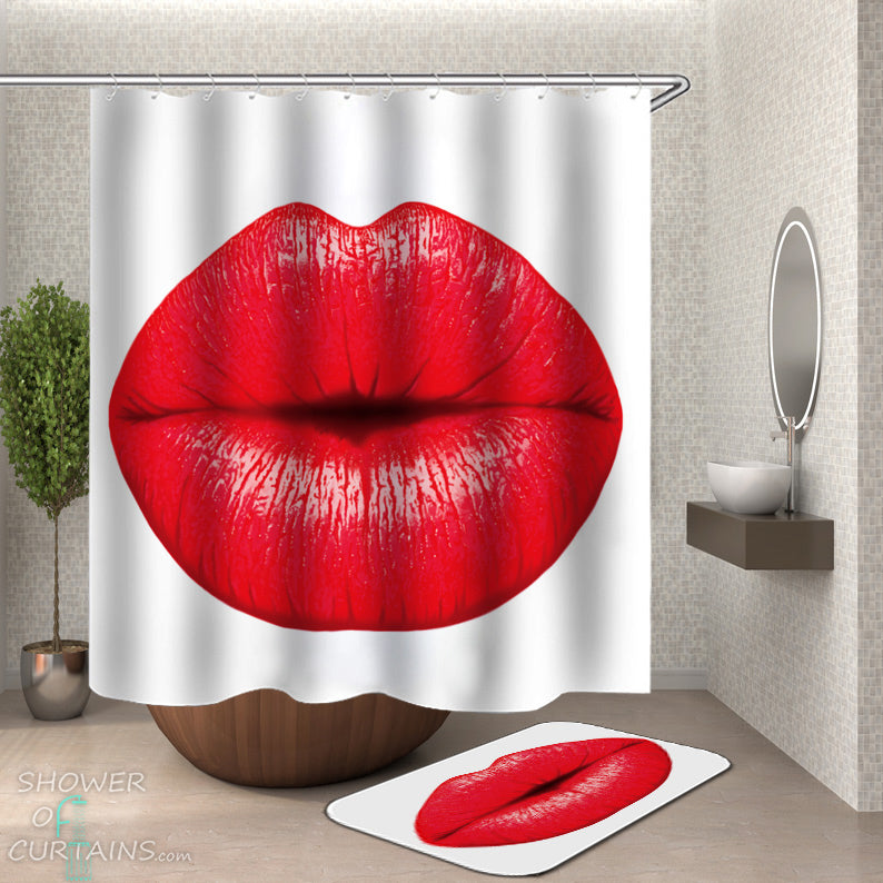 Red Lips Shower Curtains