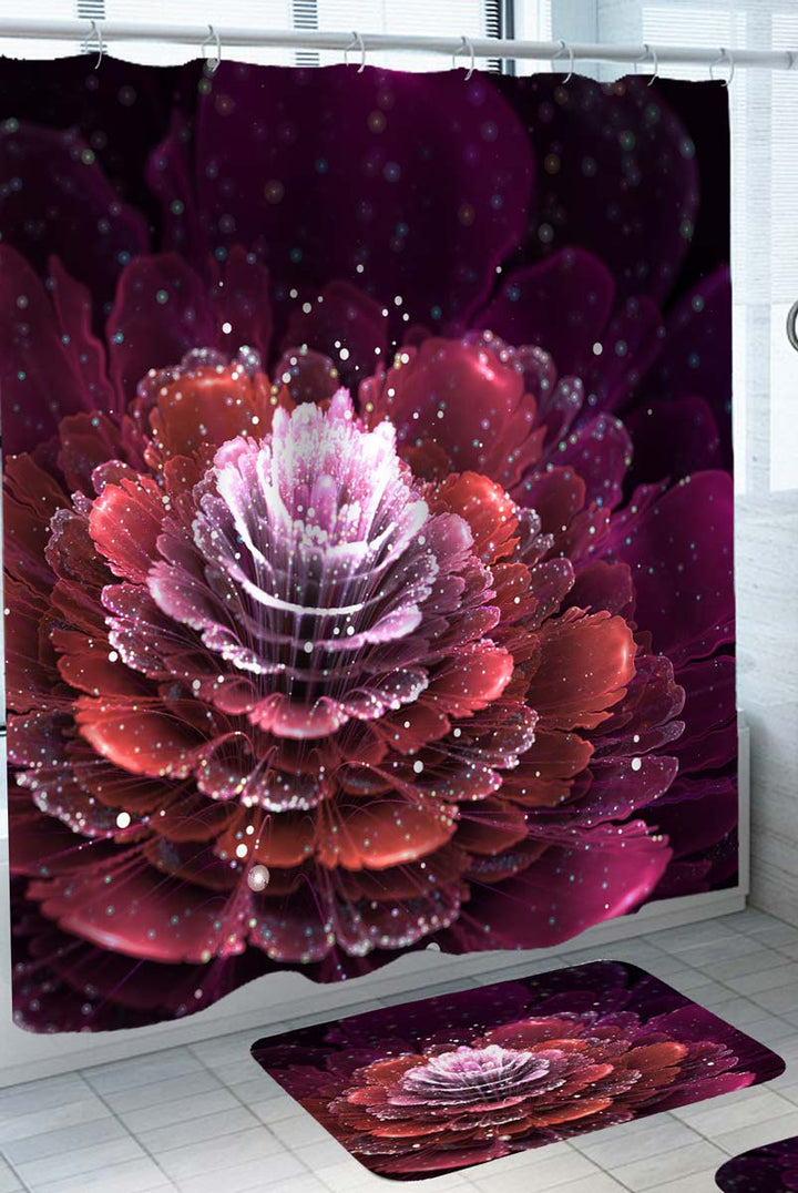 Reddish Sparkling Rose Shower Curtains