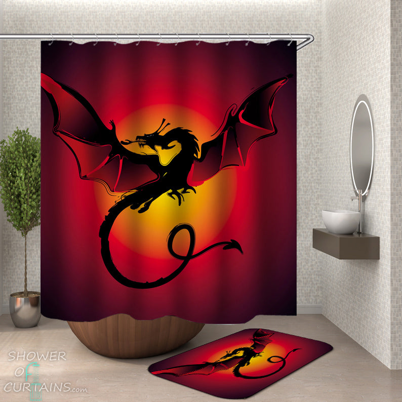 Reddish Dragon Shower Curtain
