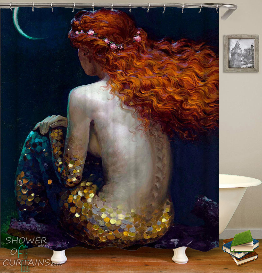 Redhead Mermaid Shower Curtain