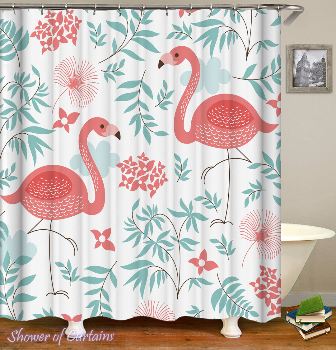 Refreshing Flamingos Shower Curtain