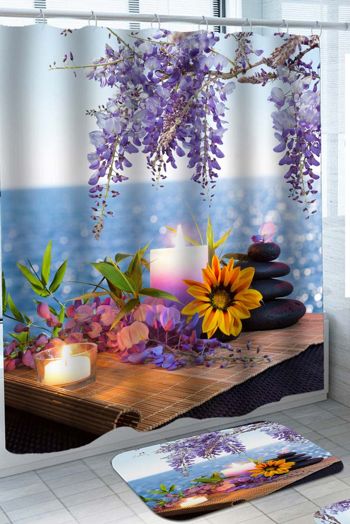 Relaxing Spa Kit by the Ocean Shower Curtain